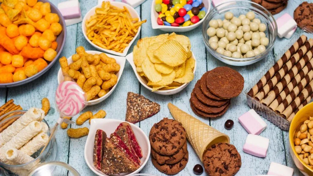 encomendas de doces e salgados na região noroeste de BH: mesa com diversas opções de salgados e doces.