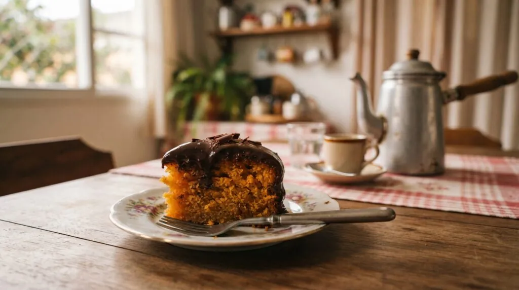 Receita de bolo de cenoura: fatia